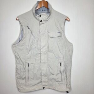 Columbia Omni-Shade Mens Utility Vest Tan Beige Hiking Fishing Sun Shield Medium